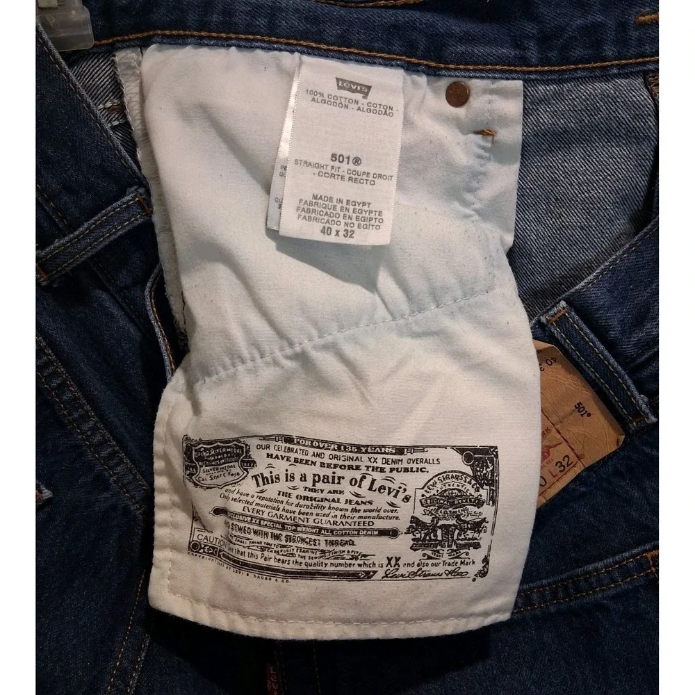 Levis 501 0000 Mens 40x32 Original Rigid Straight Fit Denim Jeans Dark Wash 2010